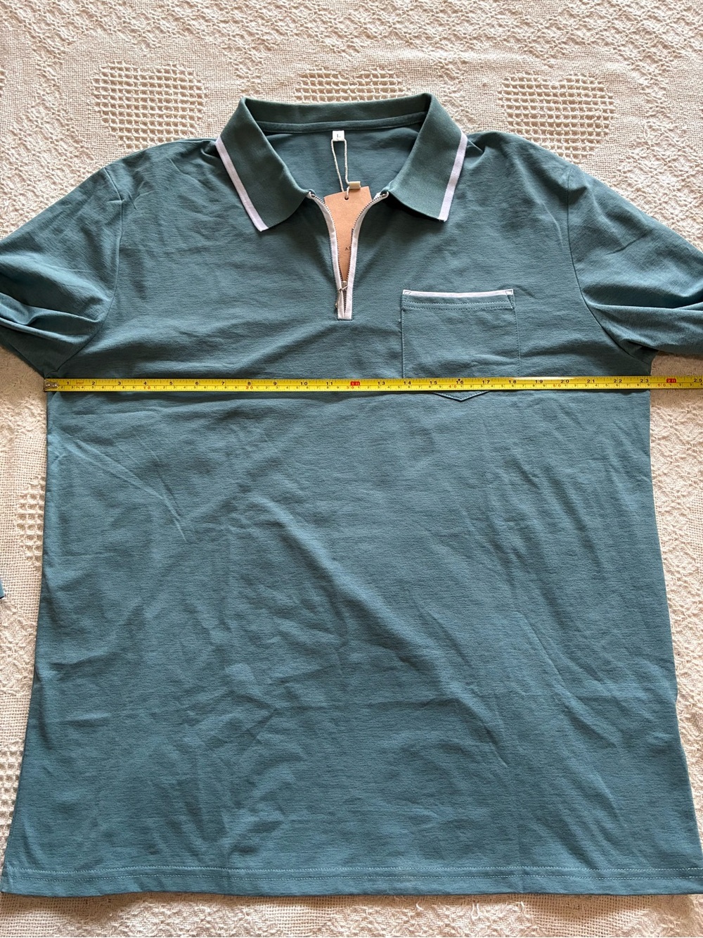 Askdeer Long Sleeve Quarter-Zip Polo Shirt Sage Green Men’s Sz L New w/ Tag! - Picture 5 of 10
